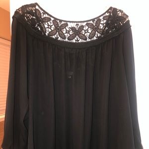 Sheer black top with lace neckline size 26/28